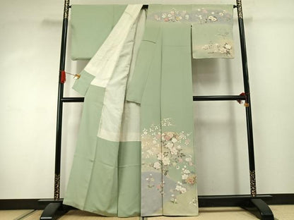 平和屋着物●訪問着　地紙花文　暈し染め　金彩　正絹　逸品　AABJ4502fy