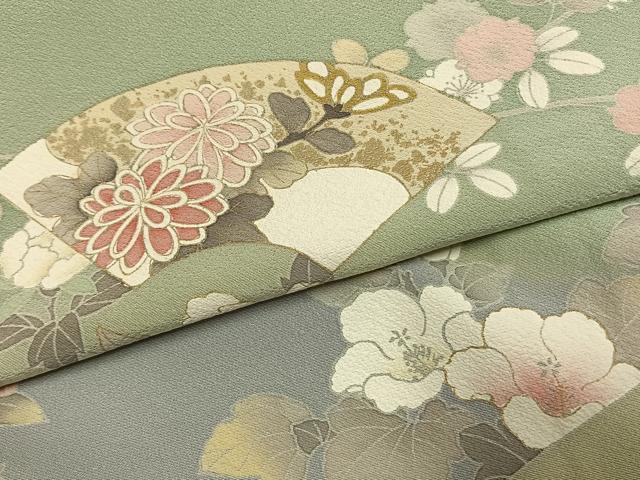 平和屋着物●訪問着　地紙花文　暈し染め　金彩　正絹　逸品　AABJ4502fy