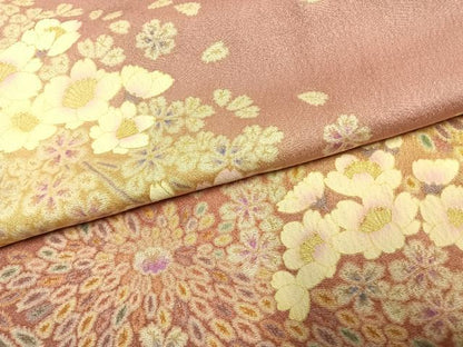 平和屋着物●訪問着　舞花文　暈し染め　金通し地　正絹　逸品　AABJ4503fy