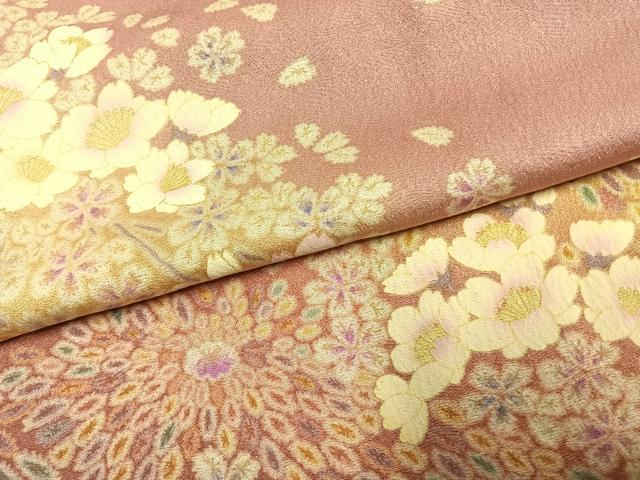 平和屋着物●訪問着　舞花文　暈し染め　金通し地　正絹　逸品　AABJ4503fy