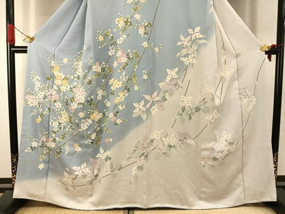 平和屋着物●訪問着　友禅　枝花文　暈し染め　正絹　逸品　AABJ4504fy