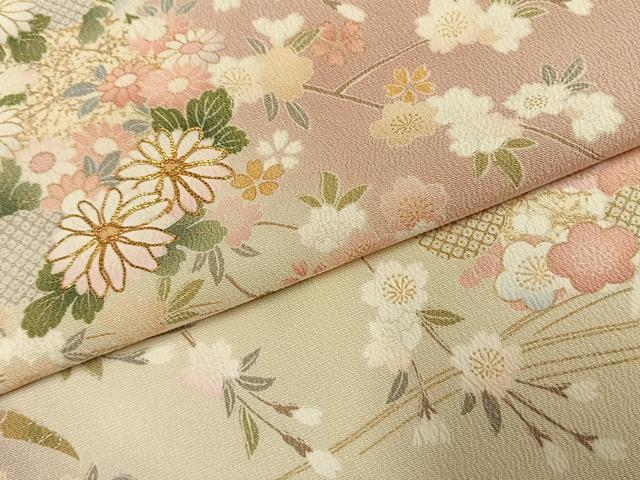平和屋着物●訪問着　駒刺繍　草花文　暈し染め　正絹　逸品　AABJ4505fy