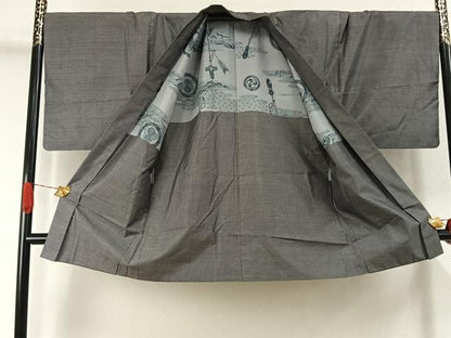 平和屋着物●男性　本場大島紬　アンサンブル　霞文　キングサイズ　正絹　逸品　AABJ4506fy