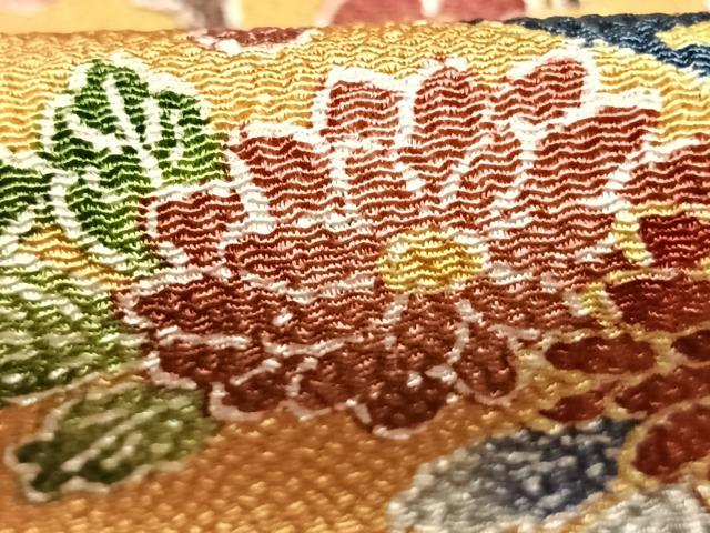 平和屋着物●訪問着　型染め　花鳥文　鬼しぼ縮緬　正絹　逸品　未使用　AABJ4507fy