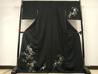 平和屋着物●訪問着　草花文　金銀彩　ロング丈　正絹　逸品　AABJ4509fy