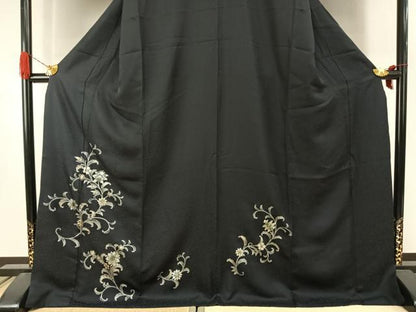 平和屋着物●訪問着　草花文　金銀彩　ロング丈　正絹　逸品　AABJ4509fy