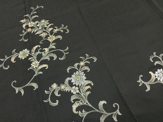 平和屋着物●訪問着　草花文　金銀彩　ロング丈　正絹　逸品　AABJ4509fy