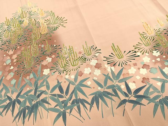 平和屋着物●訪問着　友禅　作家物　松竹梅　暈し染め　正絹　逸品　未使用　AABJ4512fy