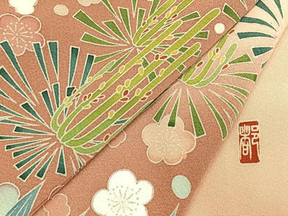 平和屋着物●訪問着　友禅　作家物　松竹梅　暈し染め　正絹　逸品　未使用　AABJ4512fy