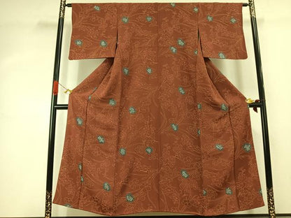 平和屋着物●上質な小紋　絞り　地紋起こし　草花文　正絹　逸品　AABJ4513fy