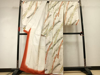 平和屋着物●上質な小紋　手描き　熨斗花文　金彩　正絹　逸品　未使用　AABJ4515fy