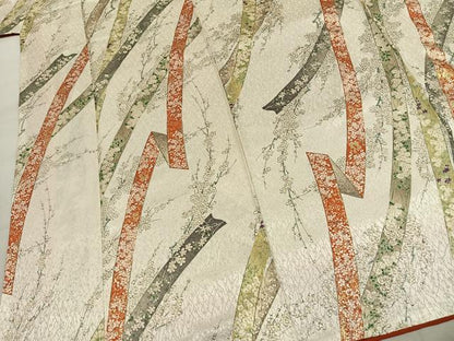 平和屋着物●上質な小紋　手描き　熨斗花文　金彩　正絹　逸品　未使用　AABJ4515fy