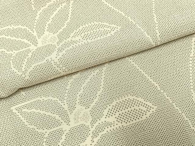 平和屋着物●本塩沢　140亀甲　草花文　正絹　逸品　AABJ4516fy
