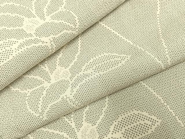平和屋着物●本塩沢　140亀甲　草花文　正絹　逸品　AABJ4516fy