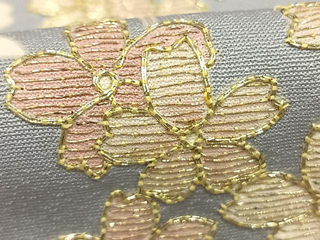 平和屋着物●訪問着　駒刺繍　舞桜文　銀糸　正絹　逸品　AABJ4517fy