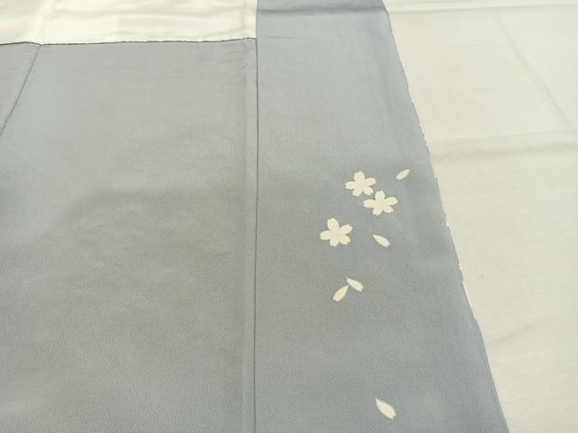 平和屋着物●訪問着　駒刺繍　舞桜文　銀糸　正絹　逸品　AABJ4517fy