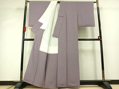 平和屋着物●上質な色無地　薄葡萄色　正絹　逸品　AABJ4518fy