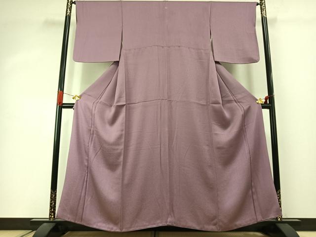 平和屋着物●上質な色無地　霞地紋　古代紫色　正絹　逸品　AABJ4521fy