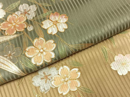 平和屋着物●訪問着　駒刺繍　草花文　暈し染め　金銀彩　正絹　逸品　AABJ4523fy