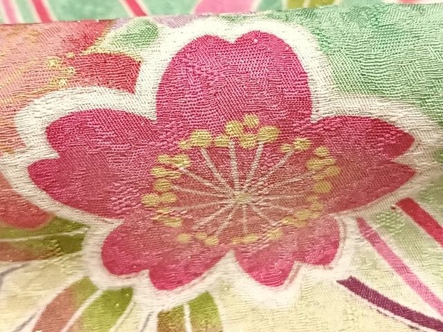 平和屋着物●豪華振袖　草花文　暈し染め　黒地　金通し地　正絹　逸品　AABJ4524fy