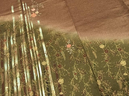 平和屋着物●訪問着　刺繍　草花文　暈し染め　金糸　金彩　正絹　逸品　AABJ4530fy