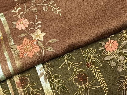 平和屋着物●訪問着　刺繍　草花文　暈し染め　金糸　金彩　正絹　逸品　AABJ4530fy
