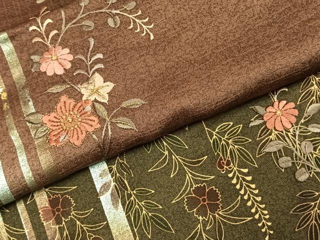 平和屋着物●訪問着　刺繍　草花文　暈し染め　金糸　金彩　正絹　逸品　AABJ4530fy