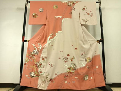 平和屋着物●訪問着　作家物　草花文　金彩　正絹　逸品　AABJ4531fy
