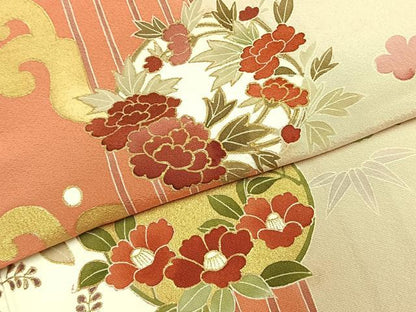 平和屋着物●訪問着　作家物　草花文　金彩　正絹　逸品　AABJ4531fy