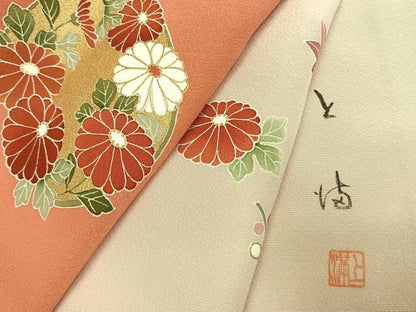 平和屋着物●訪問着　作家物　草花文　金彩　正絹　逸品　AABJ4531fy