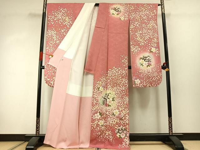 平和屋着物●豪華振袖　駒刺繍　草花文　暈し染め　金銀糸　金彩　正絹　逸品　AABJ4535fy