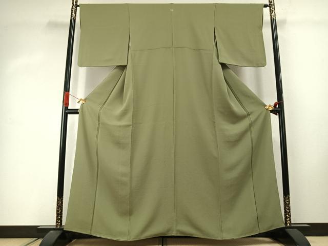 平和屋着物●ファッションデザイナー 花井幸子　色無地　若葉色　正絹　逸品　AABJ4537fy