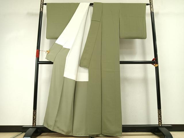 平和屋着物●ファッションデザイナー 花井幸子　色無地　若葉色　正絹　逸品　AABJ4537fy
