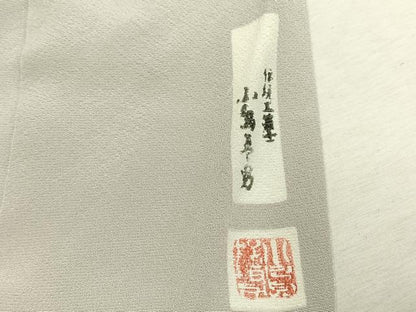 平和屋着物●上質な色無地　作家物　素色　正絹　逸品　AABJ4538fy