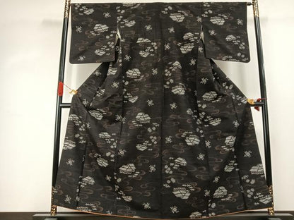 平和屋着物●上質な紬　風景文　正絹　逸品　AABJ4539fy