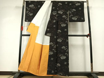 平和屋着物●上質な紬　風景文　正絹　逸品　AABJ4539fy