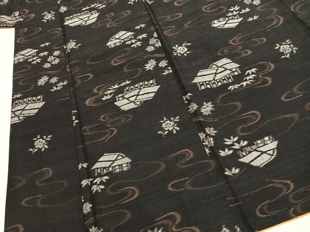 平和屋着物●上質な紬　風景文　正絹　逸品　AABJ4539fy