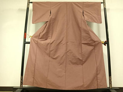 平和屋着物▼上質な紬　色無地　遠州茶色　正絹　逸品　AABJ4540fy