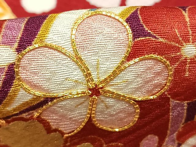 平和屋着物●豪華振袖　駒刺繍　毬　草花文　金彩　京都きもの友禅扱い　正絹　逸品　AABJ4541fy