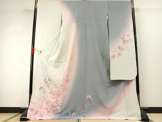 平和屋着物●豪華振袖　草花文　暈し染め　正絹　逸品　AABJ4542fy