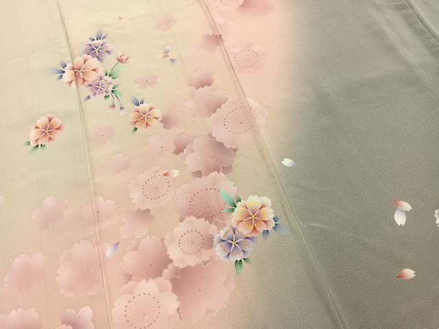 平和屋着物●豪華振袖　草花文　暈し染め　正絹　逸品　AABJ4542fy