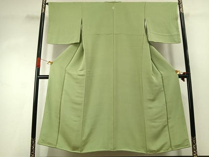 平和屋着物●上質な色無地　苗色　正絹　逸品　未使用　AABJ4546fy