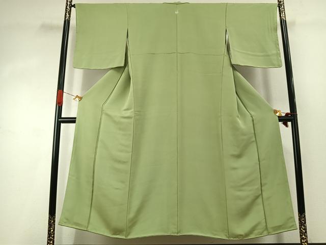 平和屋着物●上質な色無地　苗色　正絹　逸品　未使用　AABJ4546fy