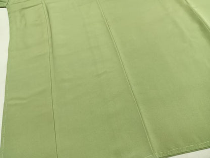 平和屋着物●上質な色無地　苗色　正絹　逸品　未使用　AABJ4546fy
