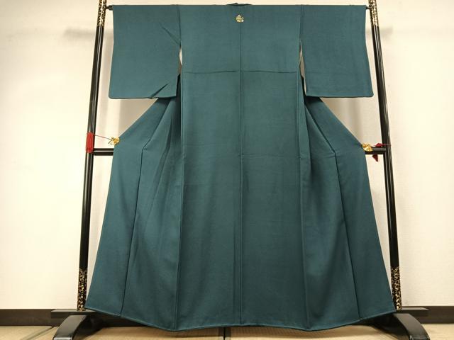 平和屋着物●上質な色無地　高麗納戸色　正絹　逸品　AABJ4547fy