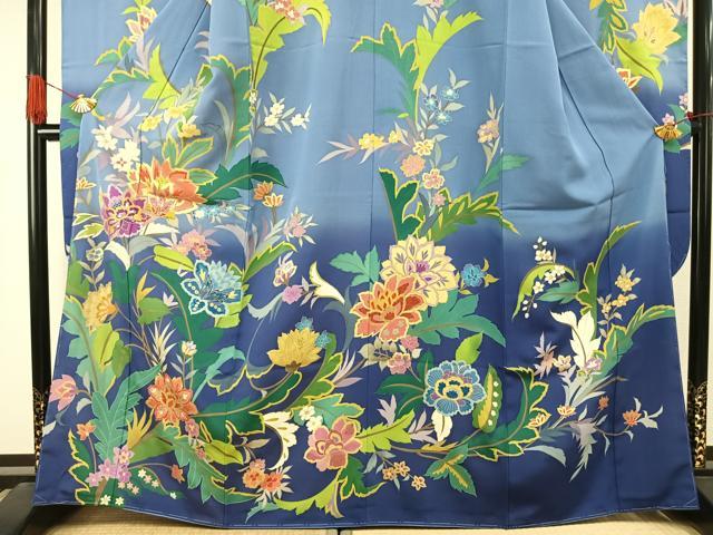 平和屋着物●豪華振袖　刺繍　草花文　暈し染め　金銀糸　金彩　正絹　逸品　AABJ4549fy