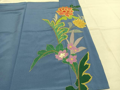 平和屋着物●豪華振袖　刺繍　草花文　暈し染め　金銀糸　金彩　正絹　逸品　AABJ4549fy
