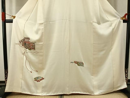 平和屋着物●訪問着　総刺繍　文箱花文　正絹　逸品　AABJ4553fy