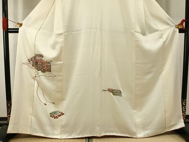 平和屋着物●訪問着　総刺繍　文箱花文　正絹　逸品　AABJ4553fy