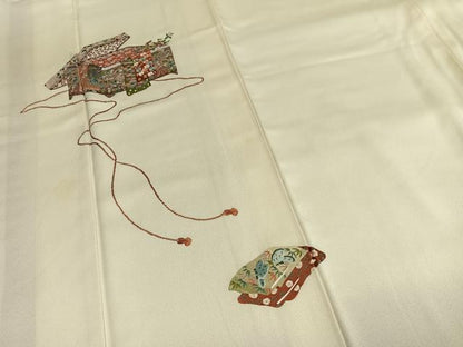 平和屋着物●訪問着　総刺繍　文箱花文　正絹　逸品　AABJ4553fy